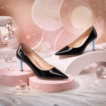 Women’s Stylish Pointed Toe Heels Black | Outer Rexin and TPC Sole Sandals for Womens