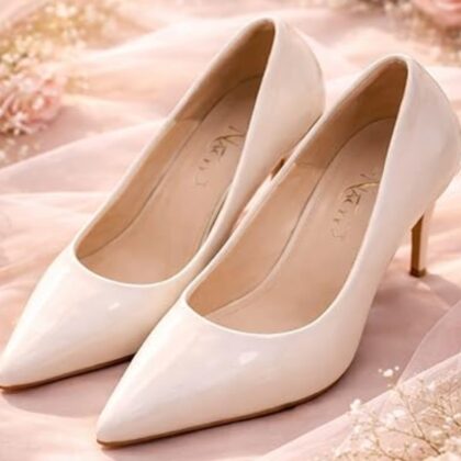 Women’s Stylish Pointed Toe Heels Off -cream | Outer Rexin and TPC Sole Sandals for Womens