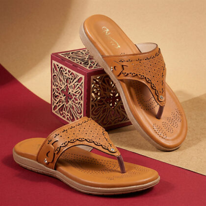 Nacyy Tan Comfort Toe-Ring Sandals for Women