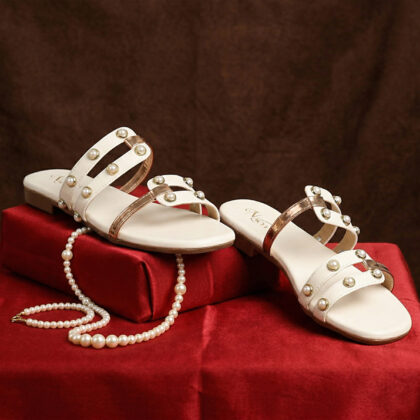 Nacyy White Toe-Ring Sandals for Women