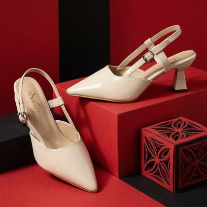 Nacyy Chic Slingback Pointed Heels Cream